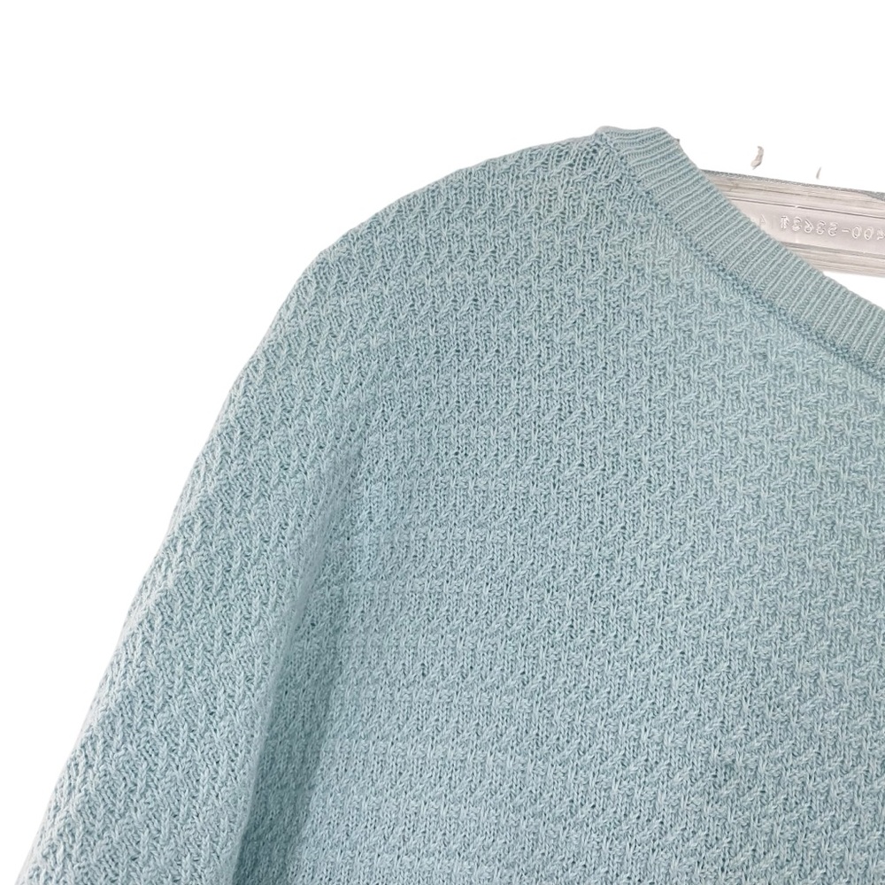 Loft Blue Green Knit V-Neck Lightweight Cotton Sweater - Picture 7 of 8